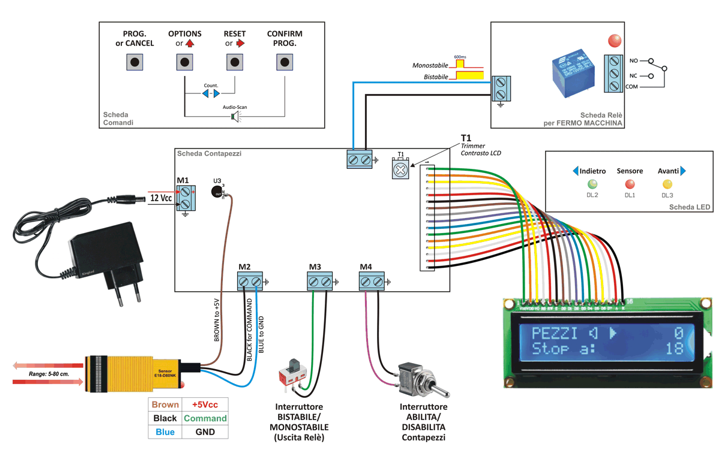 Wiring of Digital Counter with E18-D80NK sensor