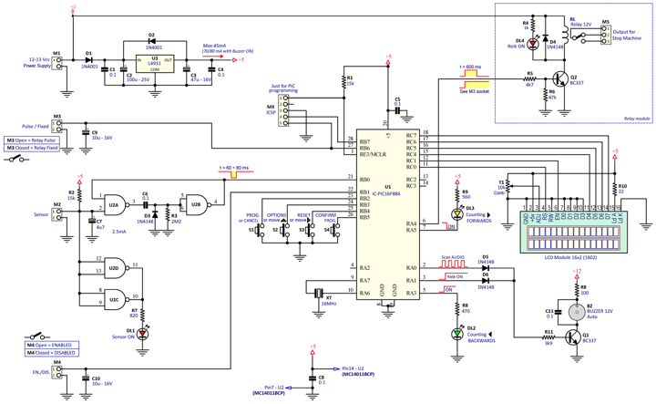 Schematic Diagram of 6 digit Preset Digital Counter