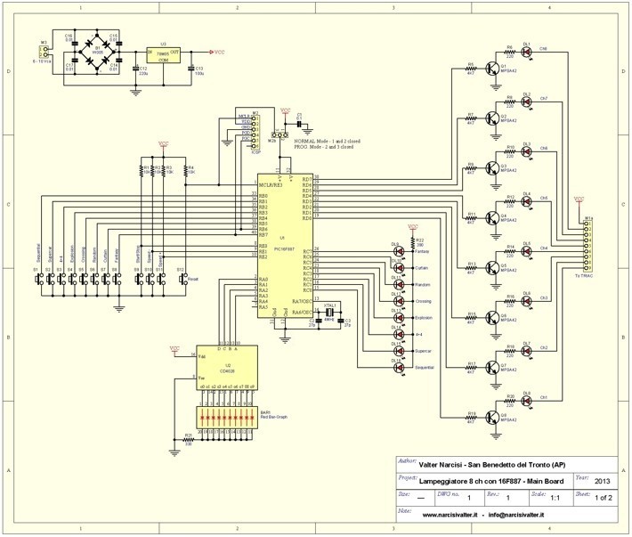 Schema elettrico della Main Board con PIC16F887