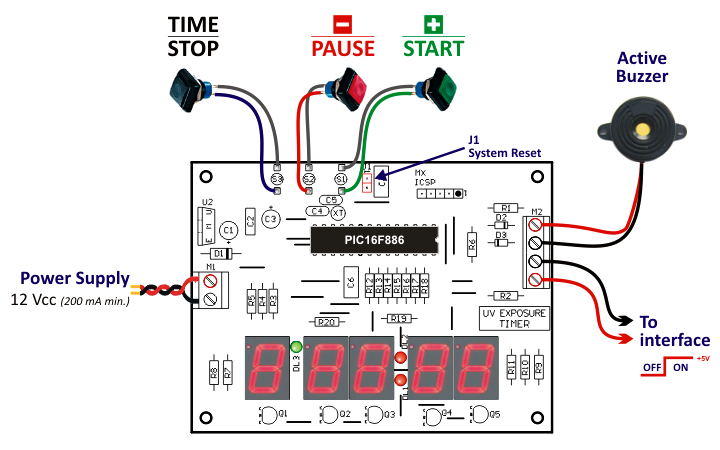Programmable Timer for UV Exposure Box - Wiring diagram